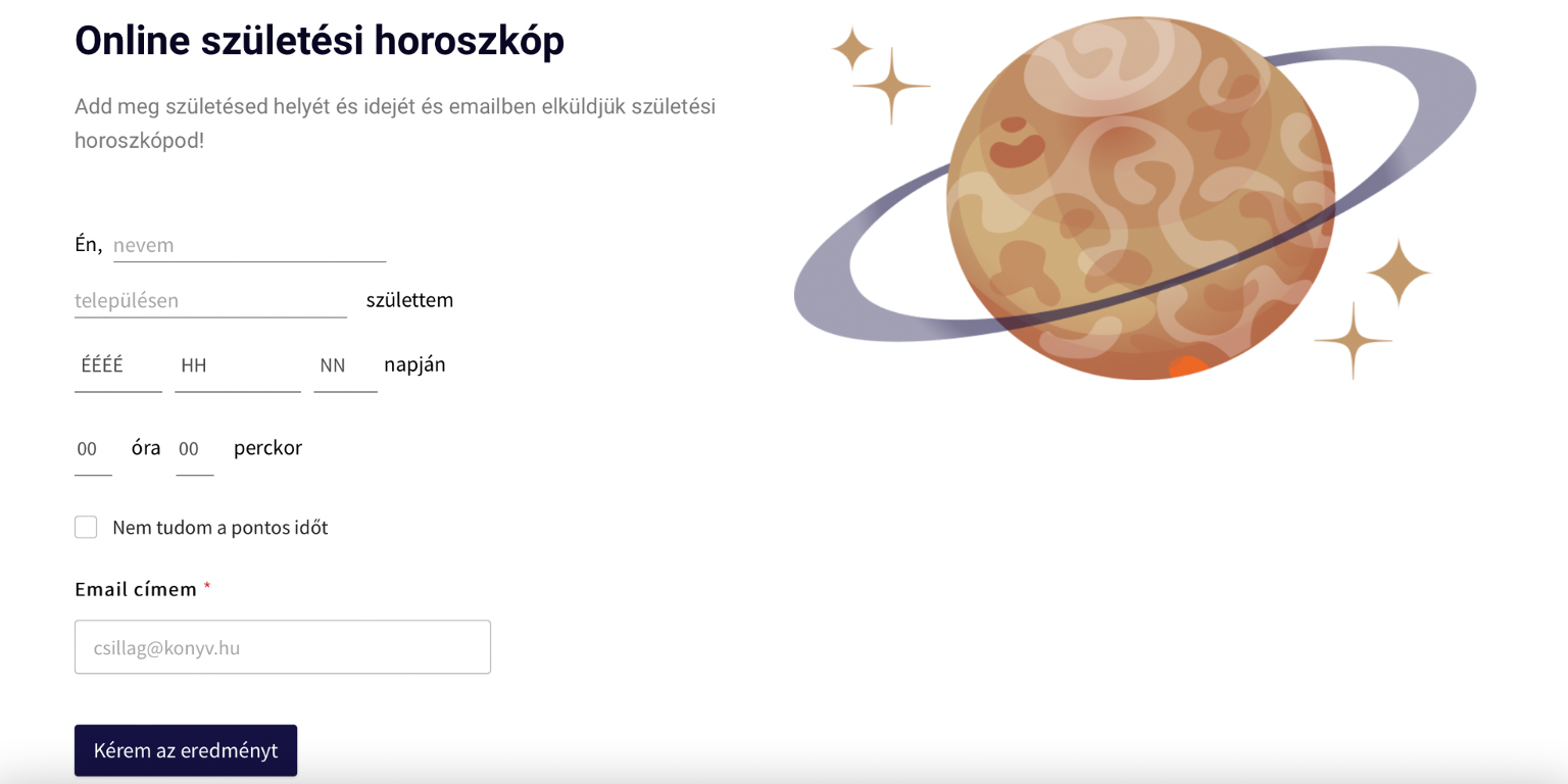 Csillagkonyv natal chart lead magnet.